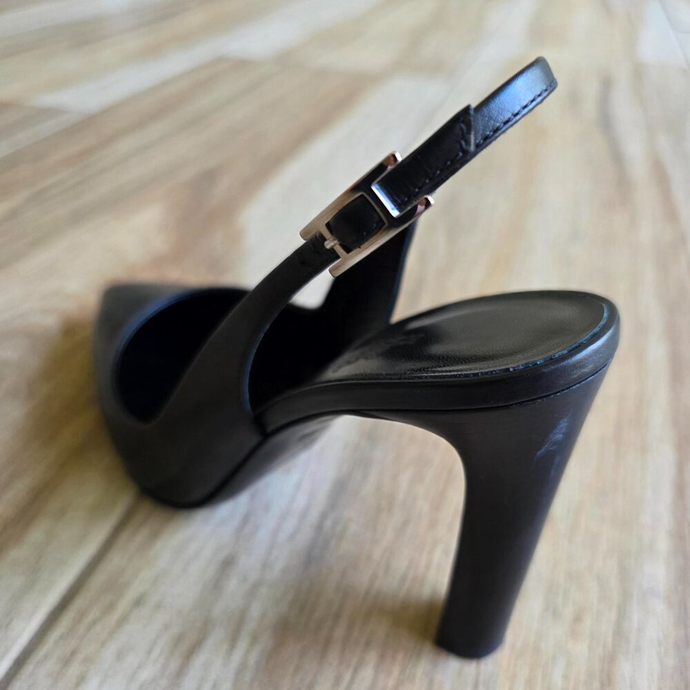 Hermes H Logo Black Leather Slingback Shoes Eur. 35 & Box - Picture 8 of 16